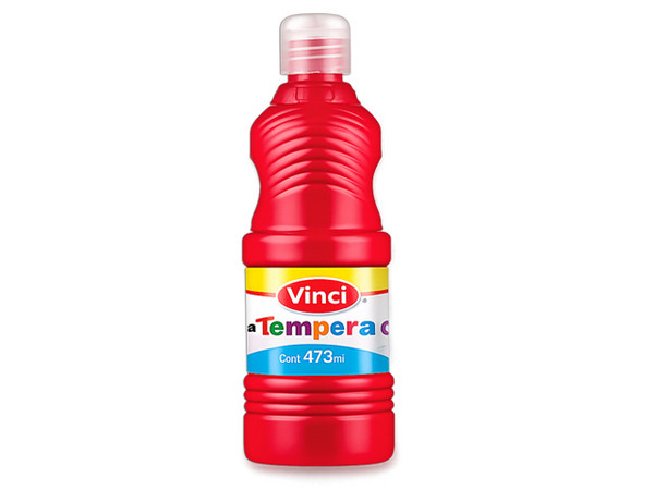 Pintura Témpera Vinci en color rojo viene en presentación de 473 ml, ideal para proyectos artísticos y manualidades.