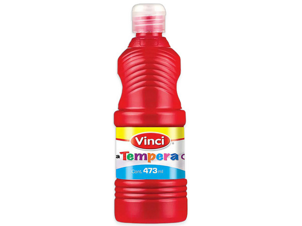 Pintura Témpera Vinci en color rojo naranja viene en presentación de 473 ml, ideal para proyectos artísticos y manualidades.