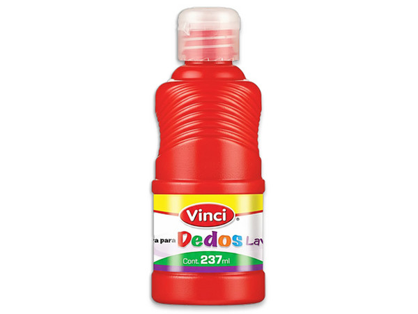 Pintura para Dedos Lavable Vinci en color naranja viene en presentación de 237 ml, ideal para actividades infantiles y artísticas.