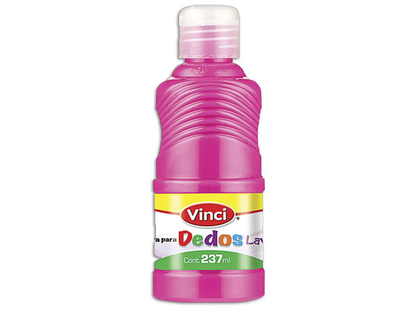 Pintura para Dedos Lavable Vinci en color magenta viene en presentación de 237 ml, ideal para actividades infantiles y artísticas.