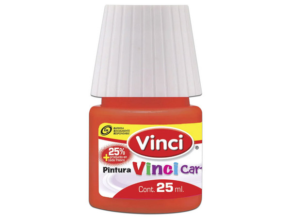 Pintura Cartel Vinci en color bermellón (54) viene en presentación de 25 ml y caja con 10 piezas, ideal para manualidades y arte.
