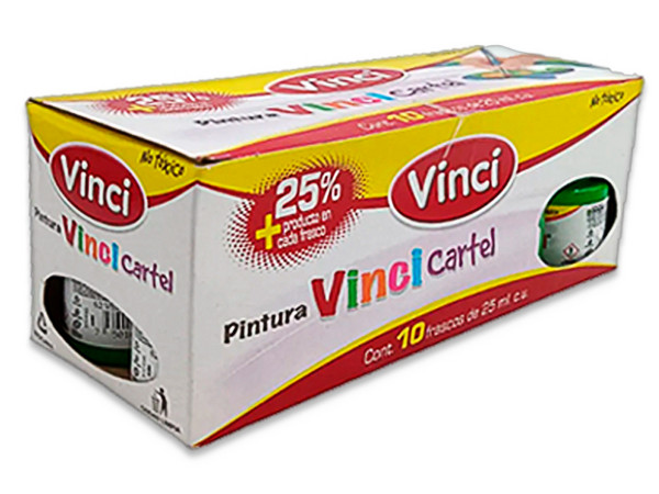 Pintura Vinci para cartel, color verde amarillento, 20 ml, caja con 10 piezas.