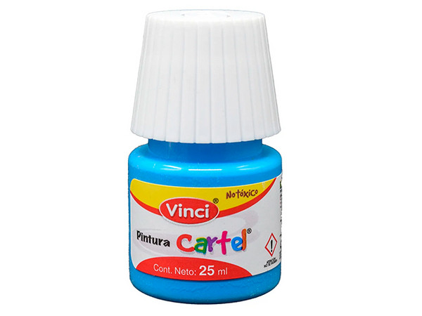 Pintura Vinci para cartel, color azul pastel, 25 ml, caja con 10 piezas.