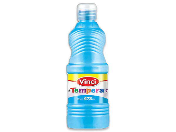Pintura Témpera Vinci en color azul pastel viene en presentación de 473 ml, ideal para proyectos artísticos y manualidades.