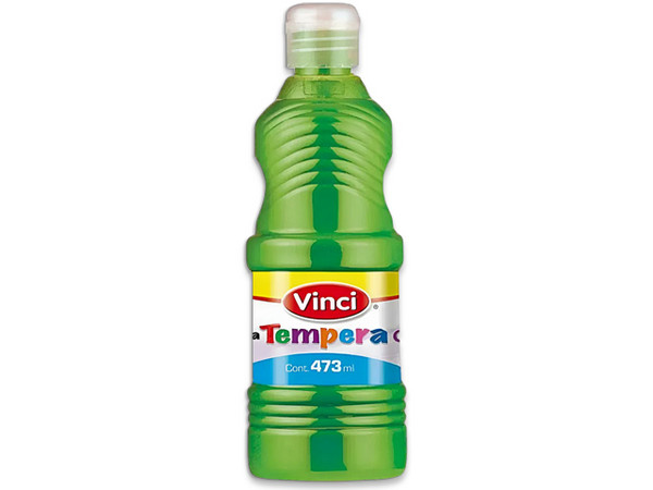 Pintura Témpera Vinci en color verde fluorescente viene en presentación de 473 ml, ideal para proyectos artísticos y manualidades.
