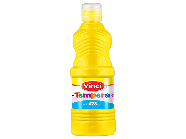 La Pintura Témpera Vinci en color amarillo fluorescente viene en presentación de 473 ml, ideal para proyectos artísticos y manualidades.