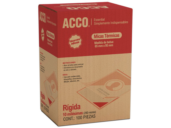 Mica Térmica ACCO P7258 de 10 Milésimas, Tamaño de 6.5 cm x 9.5 cm, Caja con 100 Piezas.
