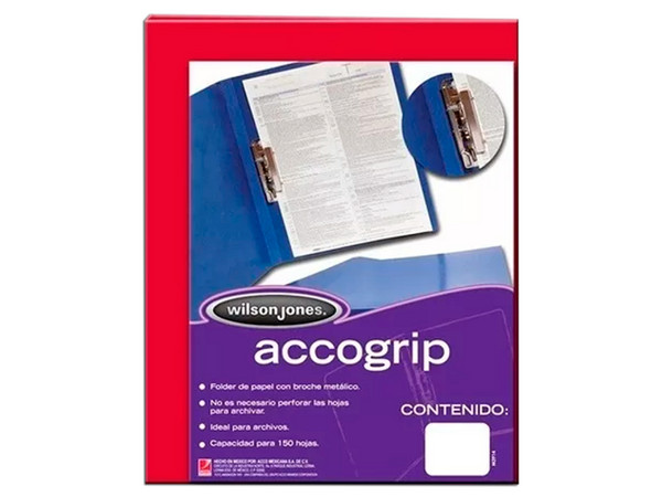 Folder ACCO Brands Accogrip Tamaño Carta con Palanca, Color Rojo.
