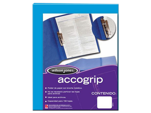 Folder ACCO Brands Accogrip Tamaño Carta con Palanca, Color Azul Claro.