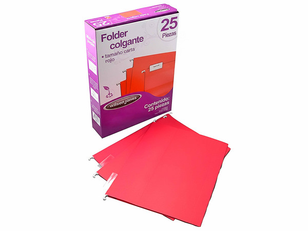 Folder Acco Colgante, Tamaño Carta, Color Rojo, Paquete Con 25 Piezas.