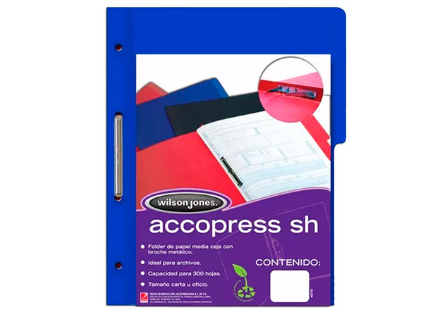 Folder ACCO Brands P4565 Accopress Tamaño Oficio con Broche, Color Azul Obscuro.