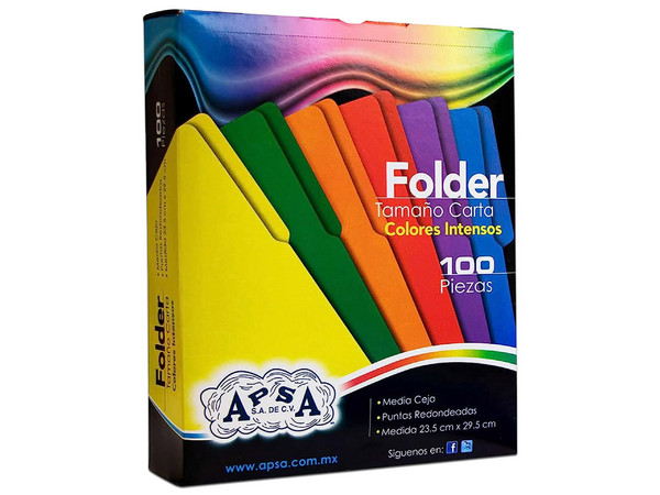 Folder Apsa L82-P Tamaño Carta, Color Verde, Caja con 100 piezas.