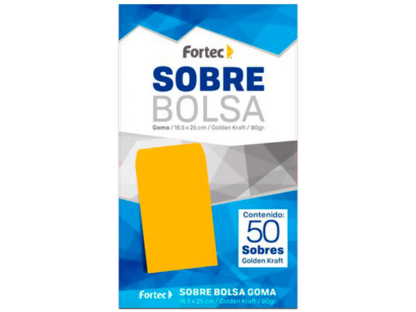 Sobre Engomado Fortec B-16-KG, 50 Piezas, Color Amarillo.