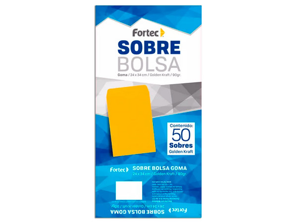 Sobre Engomado Fortec B-24-KG, Tamaño Oficio, 50 Piezas, Color Amarillo.