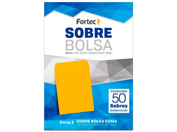 Sobre Engomado Fortec B-26-KG, Tamaño Extra Oficio, 50 Piezas, Color Amarillo.