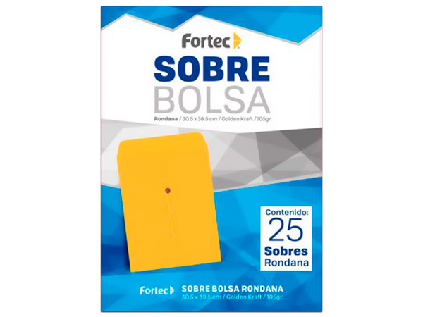 Sobre Rondana Fortec B-30-KR, Tamaño Legal, 25 Piezas, Color Amarillo.