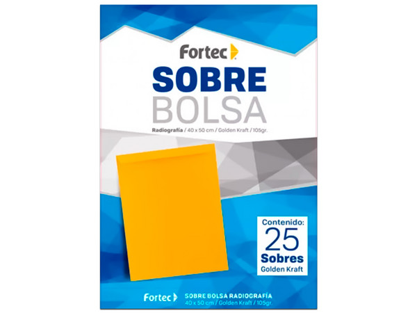 Sobre Engomado Fortec B-40-RAK, Radiografia, 25 Piezas, Color Amarillo.