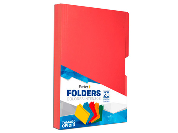 Folder Fortec FF-1463 de Tamaño Oficio, Color Rojo, Paquete con 25 piezas.