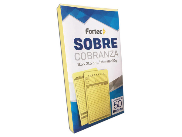 Sobre Fortec S-07-CM Cobranza, 50 Piezas, Color Amarillo.
