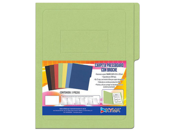 Carpeta PressBoard Kyma CAPRKB-TC-VDC con Broche, Tamaño Carta.