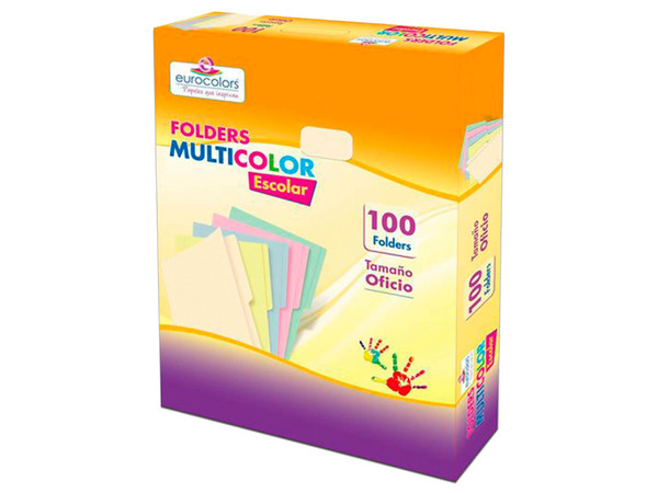 Folder Mapasa Multicolor Crema, Tamaño Oficio, Paquete de 100 Fojas.