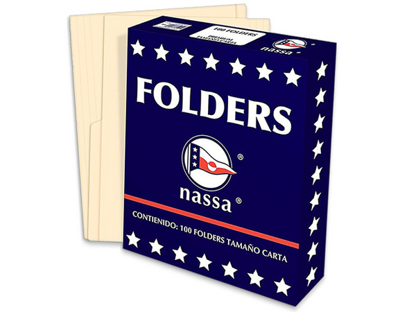Folder Nassa Tamaño Carta, Color Crema, Paquete 100 Pzas.