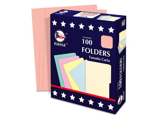 Folder Nassa Premium, Tamaño Carta, Paquete con 100 Piezas, Color Rosa.