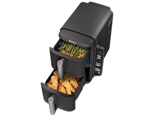 Freidora de Aire Ninja SL201, Compartimiento Doble, Capacidad de 7.6L. Color Negro.