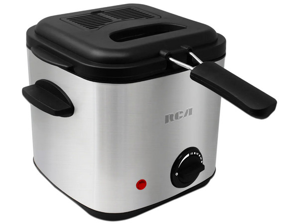 Mini freidora eléctrica RCA RC-DF2, acero inoxidable, 1.5L.