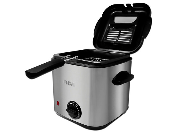 Mini freidora eléctrica RCA RC-DF2, acero inoxidable, 1.5L.