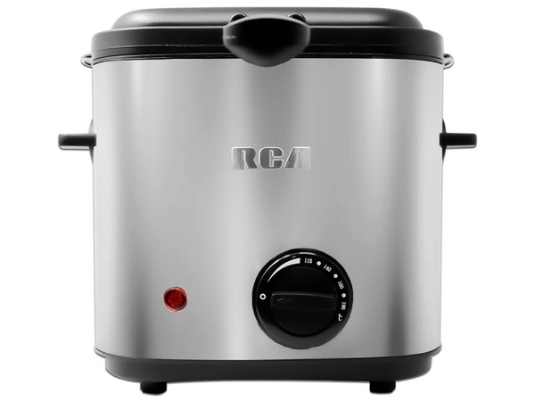 Mini freidora eléctrica RCA RC-DF2, acero inoxidable, 1.5L.