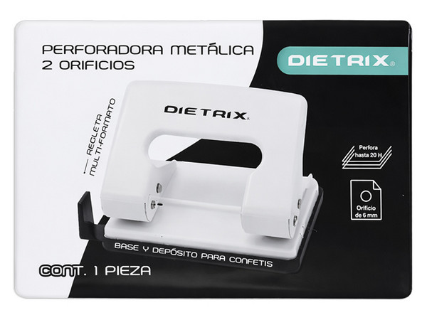 Perforadora Metálica Dietrix 2, Orificios, 1 Blíster.