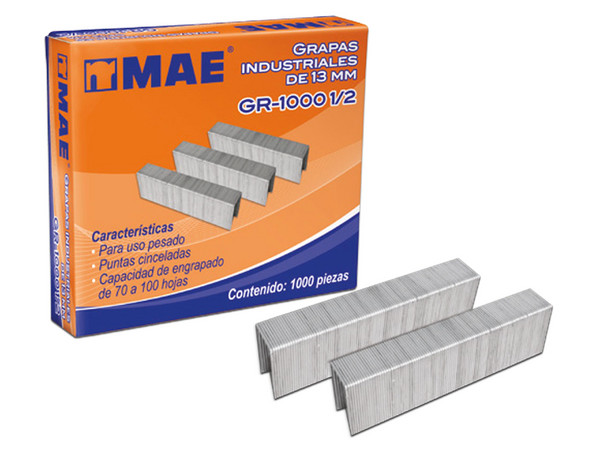 Grapa de Uso Pesado MAE GR-1000, Soporta hasta 70 Hojas, Caja con 1000 Piezas.