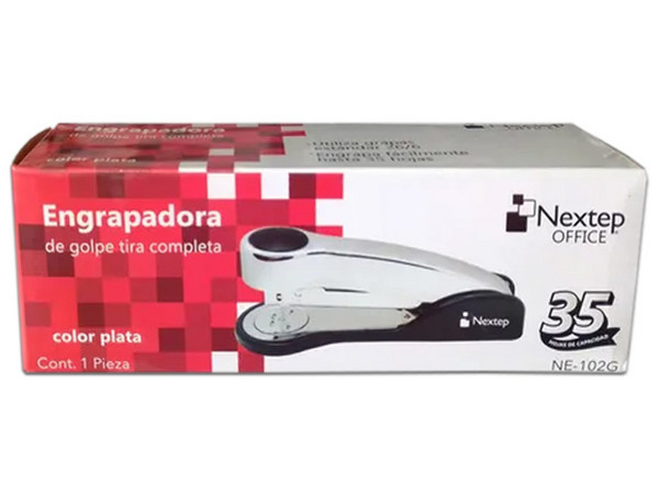 Grapadora de Golpe Nextep Metálica Tira Completa para 35 Hojas.