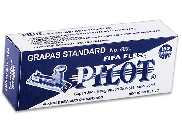 Grapas Pilot Estándar 26/6, Modelo 400, Acero Electro-Galvanizado, 5040 Pzas.