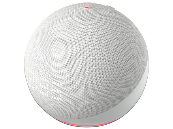 Bocina Inteligente Amazon Echo Dot Quinta Generación con Alexa y Reloj, Color Blanco.