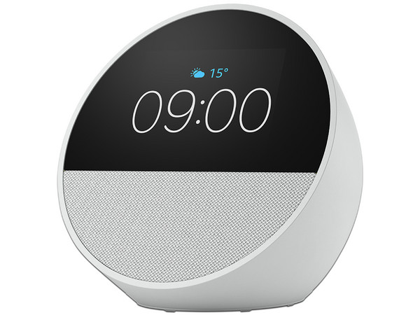 Bocina Inteligente Amazon Echo Spot con Alexa, Wi-Fi, Color Blanco.