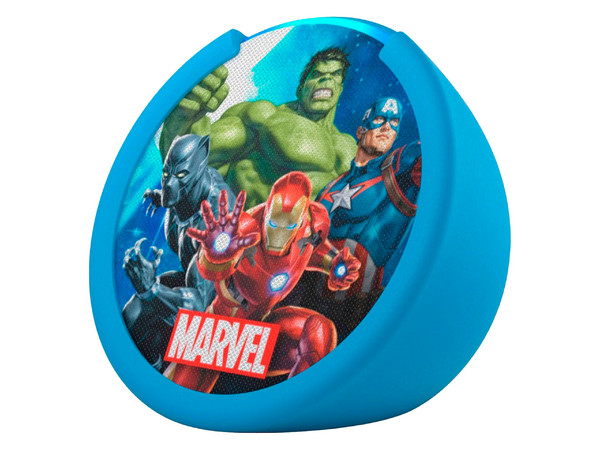 Bocina Inteligente Amazon Echo Pop Kids, Wi-Fi, Diseño Marvel Avengers.