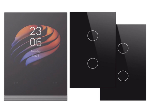 Kit de 3 Apagadores Inteligentes Epcom SH3S1DK, Conexión Wi-Fi 2.4 Ghz, Pantalla de Control Táctil, Color Negro.