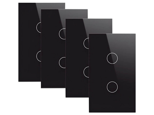 Kit de 4 Apagadores Inteligentes Epcom SH412W4K, Conexión Wi-Fi 2.4 Ghz, Compatible con Alexa y Google Home, Color Negro.