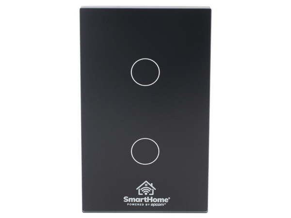 Apagador Inteligente Epcom SHS412W, 2 Regresos, Conexión Wi-Fi 2.4 Ghz, Compatible con Amazon Alexa y Google asistente, Color Negro.