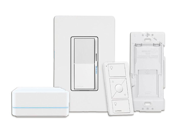 Kit Hub Controlador LUTRON ELECTRONICS DVRFBDG1D, Atenuador, Control remoto PICO con Base de Pared y Tapa, Color Blanco.