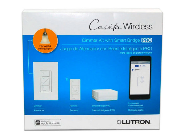 Kit de Sistema de Control de Iluminacion Lutron Hub PRO, Controlador, Atenuador, Control remoto y Tapa.