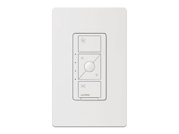 Control de velocidad inalámbrico Lutron PDFSQNWH para ventilador de techo, un solo polo.