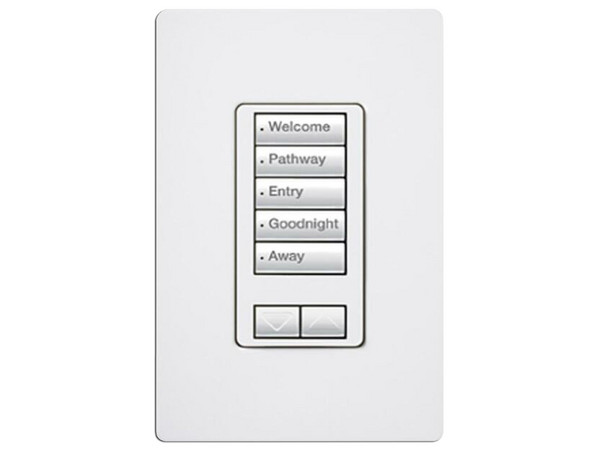 Teclado Seetouch Lutron, 5 Botones, 2 Botones de subir/bajar, Botones programables.