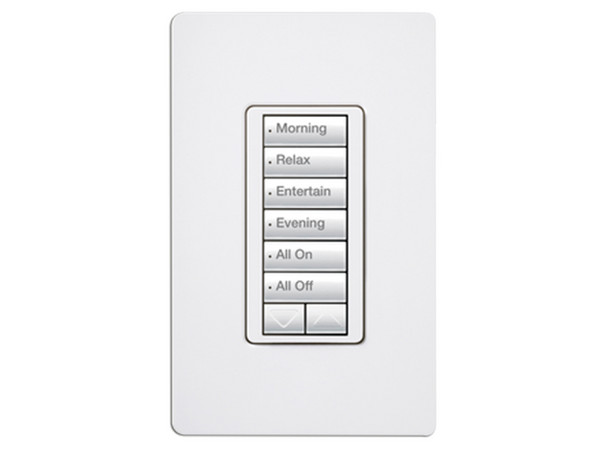 Teclado Seetouch LUTRON RRDW6BRLWH 6 botones con 2 Botones de Subir o Bajar, Botones Programables, Color Blanco.