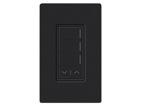 Botonera Lutron Sunnata de 3 Escenas y 2 Botones de Subir/Bajar, para Radio RA3. Color Negro.