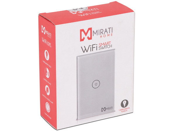 Apagador Inteligente Mirati M1SI1 Touch, conexión WiFi. Color Blanco.  (Requiere cable neutro)