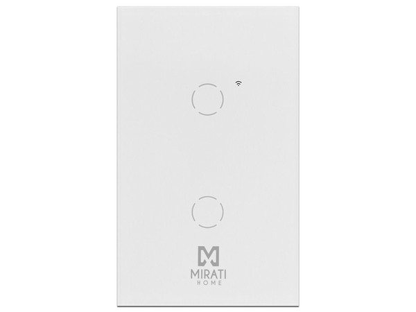 Apagador Inteligente Mirati M2SI2 Touch, Conexión Wi-Fi, Compatible con Amazon Alexa y Google asistente, Color Blanco.