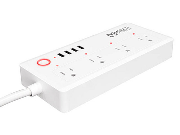 Multicontacto Inteligente Mirati de 4 Sockets/4usb, con led Indicador, wifi, 1800 W. Color Blanco